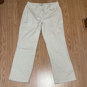 Cream Straight-Leg Trousers with Relaxed Fit